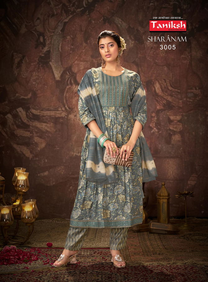 Sharanam Vol 03 By Taniksh Rayon Foil Printed Kurti Bottom With Dupatta Wholesale Shop In Surat
